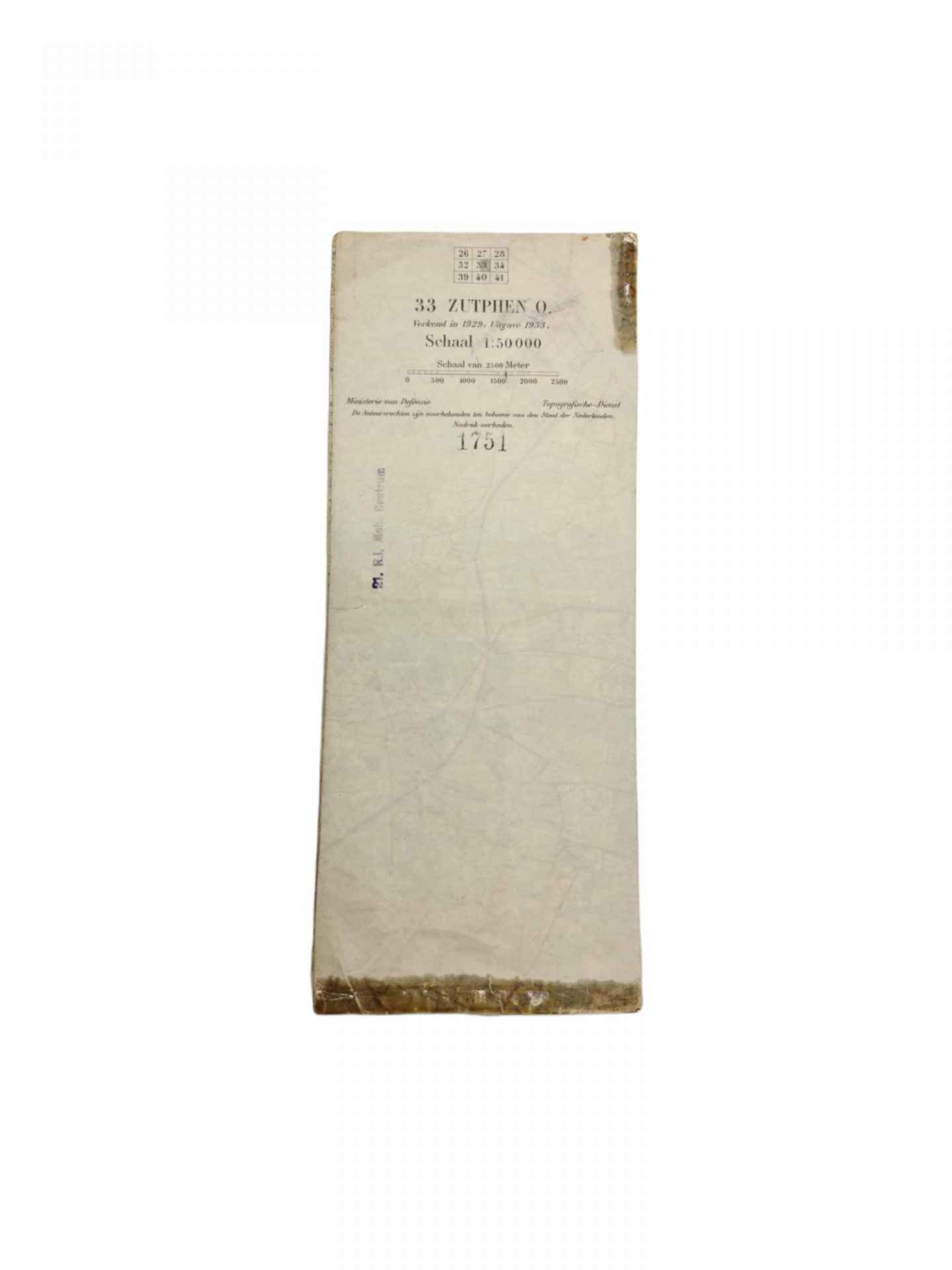 Dutch pre war officers map Zutphen 21 RI