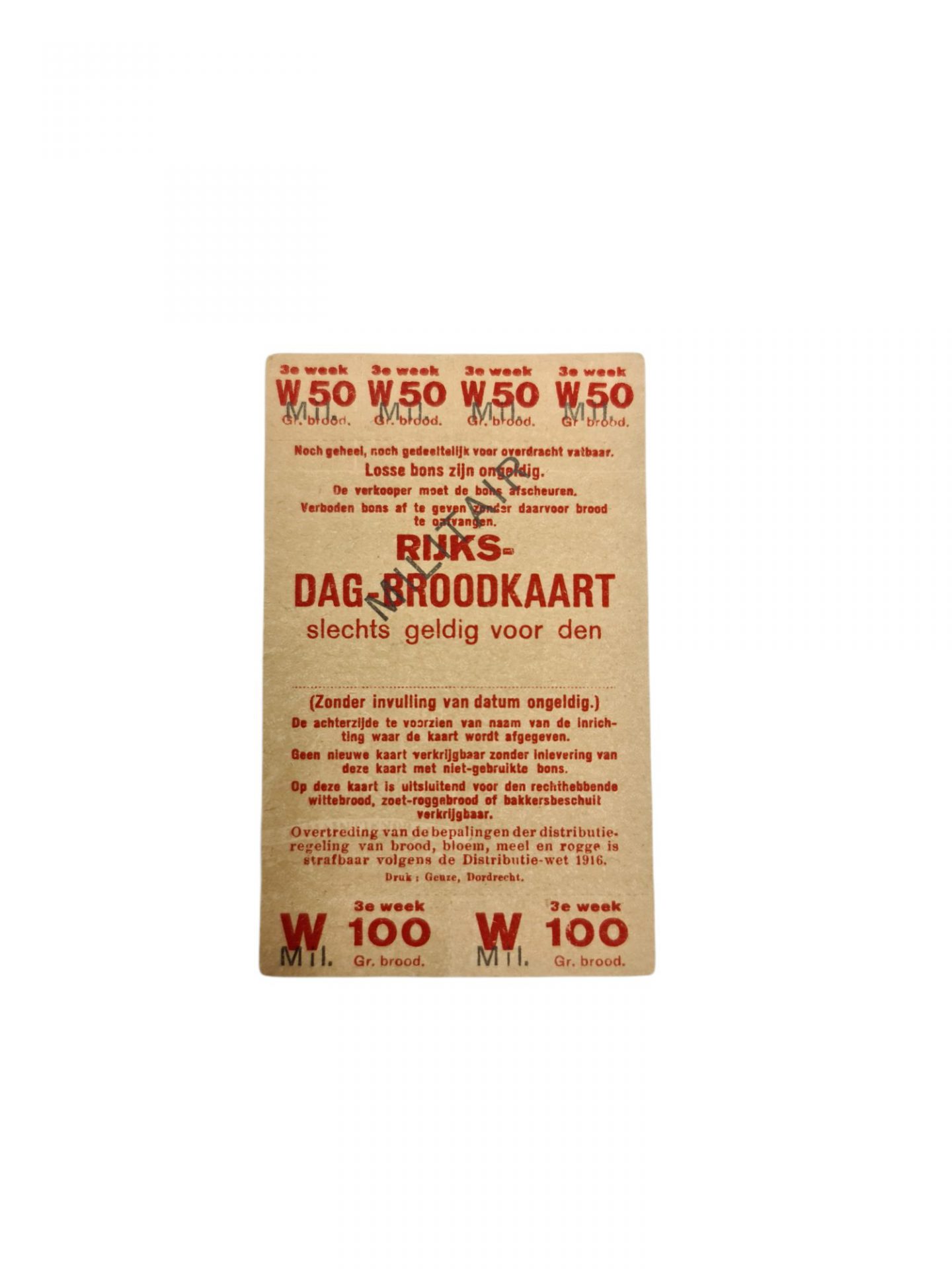 Rijksdag brood kaart militair